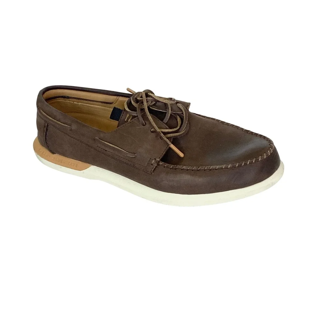 Sperry Gold Cup Plushwave Mens Brown Leather Boat Shoes STS24502 Size 10.5